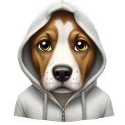 Dog wearing a hoodie sticker