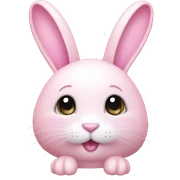 Rabbit "A pastel pink bunny with silky fur, sparkling eyes, long glowing ears, and tiny stars floating around its soft, rounded body." sticker