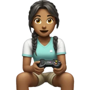 Girl playing video games sticker