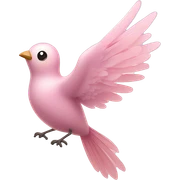 Bird "A pastel pink bird with glowing, delicate feathers, a shimmering beak, and a magical trail of sparkles as it flutters its wings." sticker