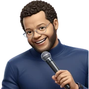 smiling boy with microphone sticker