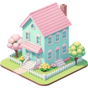 Isometric pastel springtime house sticker