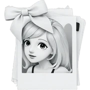 monochrome girl with flower bow sticker