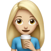 Blonde girl with blue eyes holding a coffee  sticker