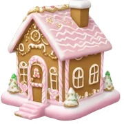 light pink and gold and white gingerbread house sticker