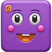 Purple square shaped character with a means it's numberblocks six sticker