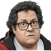 serious boy with glasses sticker