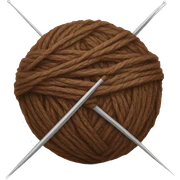 brown ball of yarn with needles sticker
