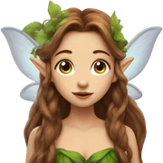 Female fairy, wings, long brown hair, pointy elf ears, vines, blowing kiss sticker