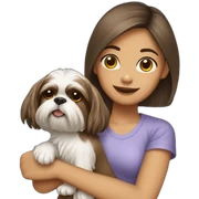girl carrying Shih Tzu sticker