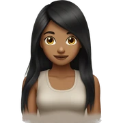 Tan girl long black hair  sticker