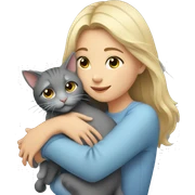 Girl hugging grey cat sticker