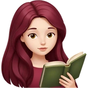 A beautiful, burgundy long haired girl reading a book sticker