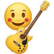 Yellow emoticon with guitar electric sticker
