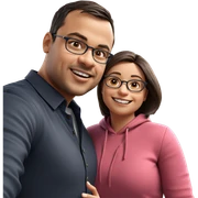 happy couple with glasses sticker