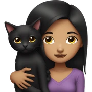 Black hair girl cuddling with black cat sticker