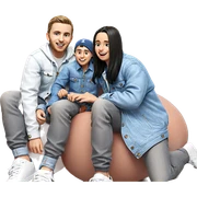 smiling boys in denim jackets sticker