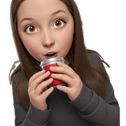 girl in kitchen with cup sticker