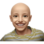 smiling bald boy in stripes sticker
