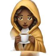 girl inside a blanket sipping coffee eyes closed sticker