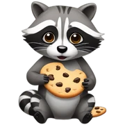 Raccoon eating cookie sticker