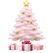 Light pink Christmas gifts under a white Christmas tree  sticker