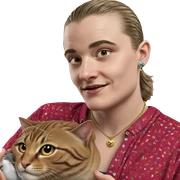 boy with cat and jewelry sticker