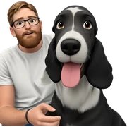 boy with dog indoors sticker