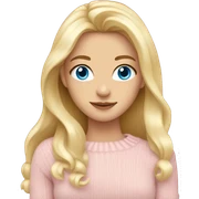 Beautiful girl with blue eyes and long blonde hair wearing light pink sweater sticker