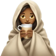 girl inside a blanket sipping coffee eyes closed sticker