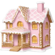 light pink and gold and white gingerbread house sticker