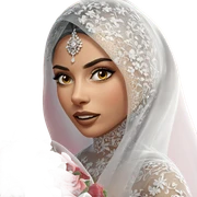 bride with bouquet and veil sticker