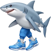 Shark with blue tennis shoes  sticker