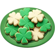 Green and gold st. Patrick's day cookies on a green platter  sticker
