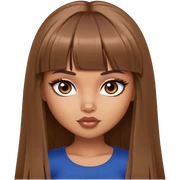pretty bratz baddie, tan skin, bangs long straight brown hair, dark blueen eyes sticker