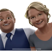 smiling couple in formal attire sticker