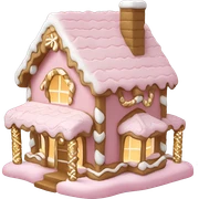 light pink and gold and white gingerbread house sticker