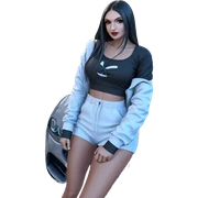 girl with sports car outdoors sticker