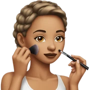 Girl applying makeup sticker