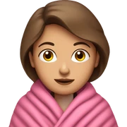 Brunette caucasian woman wrapped in a big pink blanket sticker
