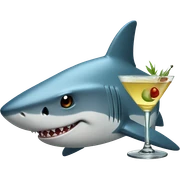 a shark with a martini sticker