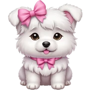 White dog with a pink bow sticker