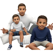 boys smiling on the couch sticker