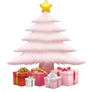 Light pink Christmas gifts under a white Christmas tree  sticker