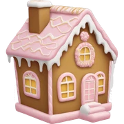 light pink and gold and white gingerbread house sticker