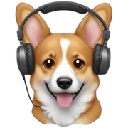 corgi with headphones sticker