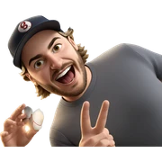 bearded boy with baseball cap sticker