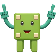 Green square shaped character with a means it's numberblocks four sticker