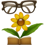 Flower with glasses reading a book sticker