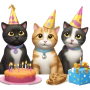 3 cats at a birthday party sticker